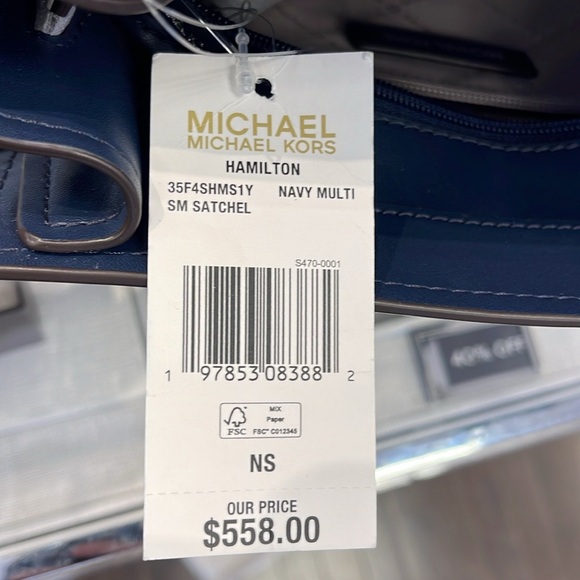 Michael Kors Hamilton Small Satchel Shoulder Crossbody Bag 
Navy Multi 
NWT - Picture 11 of 16